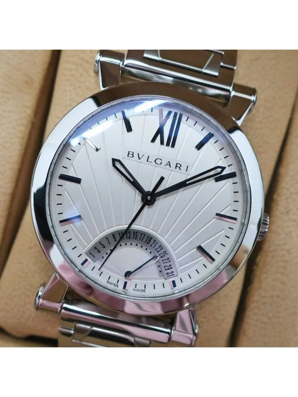 Bvlgari Ten Finished Sotirio Retrograde SS Silver Automatic Watch